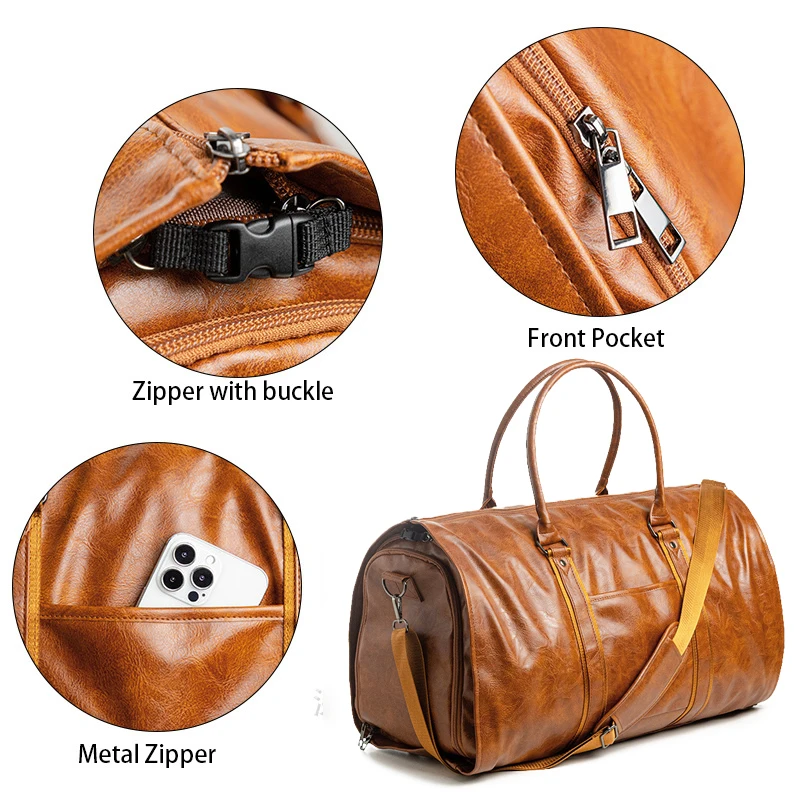 Geestock Large Duffle Travel Bag Waterproof PU Leather Weekend Bag Business Suit Bags For Men Women Foldable Garment Bag Hangbag - Image 3