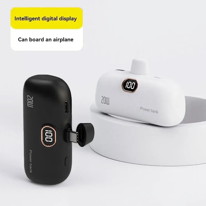 Portable Mobile Charger Mini Power Bank Built Cable Fast Charger Battery Capsule Power bank 10000/5000mAh For iPhone Type-C - Image 5