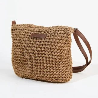 Straw woven bag, single shoulder, women's fashionable weaving, ins style, seaside beach, crossbody bag for women